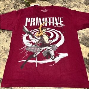 Primitive Maroon Graphic Attack on Titan Short Sleeve Tee